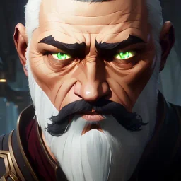 "MIddle aged white human male, with a trimmed but uneven beard, piercing green eyes with slick back hair head and shoulders portrait, 8k resolution concept art portrait by Greg Rutkowski, Artgerm, WLOP, Alphonse Mucha dynamic lighting hyperdetailed intricately detailed Splash art trending on Artstation triadic colors Unreal Engine 5 volumetric lighting Splash art fantasy"