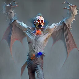 a vampire with arms outstretched viewed from the side photorealistic