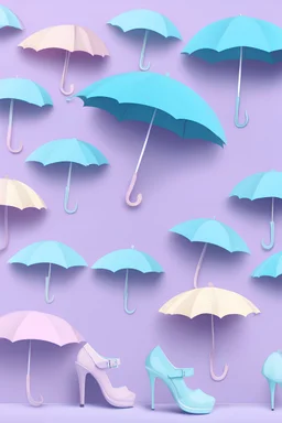 graphic banner ad for online shop with umbrella shoes in pastel purple and pastel blue colours