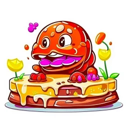 Cartoon illustration for children: sweet prehistoric choco jelly, white background