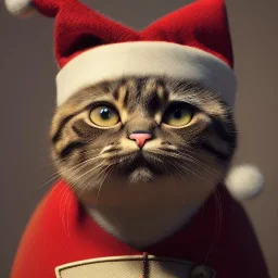 a beautiful portrait of a cute cat dressed as santa, by greg rutkowski, high key lighting, volumetric light, digital art, highly detailed, fine detail, intricate, ornate, complex, octane render, unreal engine, photorealistic unreal 5.