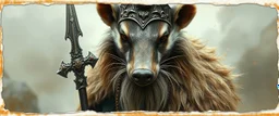 3d airbrush render, full body of elven king badger warrior priest , pinhole cam, airbrush 3d rendering, in the style of Titian and Dali , torn edges on border