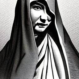 Cloaked woman, portrait, highly detailed