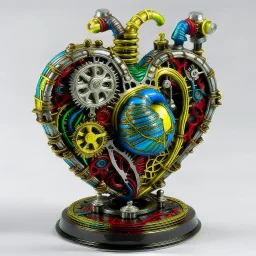 MULTICOLORED COMPLIMENTARY MECHANICAL HUMAN HEART, METALLIC, CLOCKWERK, STEAMPUNK,