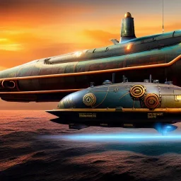 fullbody Drawing of 'sketch of Steampunk Submarine vehicle',intricate detail,andrea bonelli,Kilian Eng,Ohrai,evan lee,Aleksandr Sidelnikov,KyuYong Eom,three quarters frontal aerial view,toned colors,16k