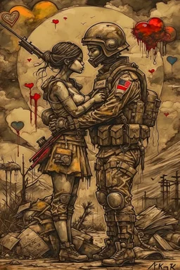 An art piece about love and war