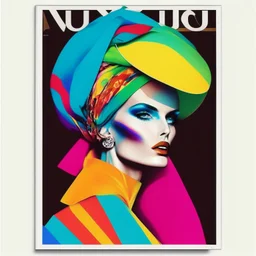 A vogue-like poster. Colourful, fashion.