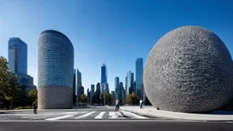 Amorphous urban spherifications with reflective textures that allow creating new relationships with the real static urban environment