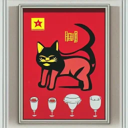 communist kitty in brutalist style