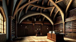 ancient medieval monastery library interior