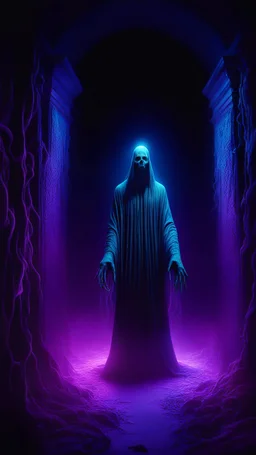 Conjuring wraiths, blacklight, abstract, ghost, 8K, sinister, creepy, spooky, depth effect maximized, stunning environment, beautifully lit, insanely detailed, best quality