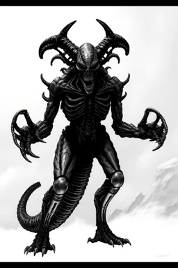 Monster, in H. R. Giger's graphics, full body