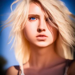 masterpiece, best quality, beautiful boy, beautiful girl, blond flutter hair, highly detailed body, sun light, 4K, RAW, depth of field, high contrast, realistic details, 150mm