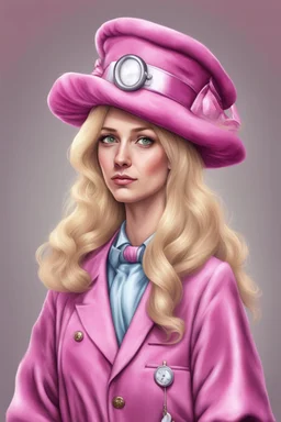 Een dom blondje die haar dokterdiploma heeft gekregen dankzij CHATGPT. Straalt domheid uit. Haar graduation outfit is volledig roze, velvet en glinster.Karikaturaal, carnavalesk, er zijn doktersattributen, denk legally blind en greys anantomy Dokter moet duidelijk zijn. Ze is lelijk, veel koninklijker, grootser, gigantisch, echt carnaval. Hoed is echt groot en karikaturaal, moet wel nog steeds graduation hoed zijn. De vest is dicht, tinten blauw, graduation sjaal, toga, het is de proclama