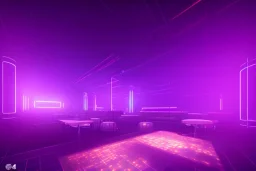 detroit night club , night time , unity, scriptable render pipeline , lighting , volumetric , global illumination, fog , purple emission , purple tone.