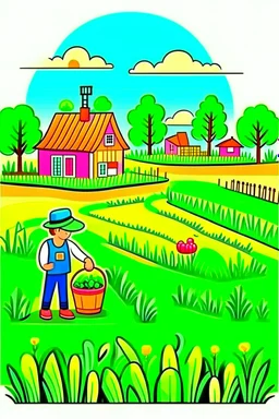 hand painted smart farming cartoon lengkap