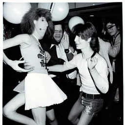 1980s photo of new year's party alien with dancing happy