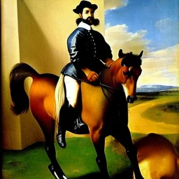 portrait of a horse riding by Diego Velázquez style