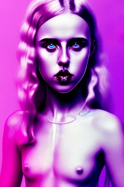 Danish singer MØ face, purple tones, high light,