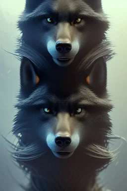 award winning portrait of a male anthropomorphic black wolf long vblack hair. character design by cory loftis, fenghua zhong, ryohei hase, ismail inceoglu and ruan jia. unreal engine 5, artistic lighting, highly detailed, photorealistic, fantasy