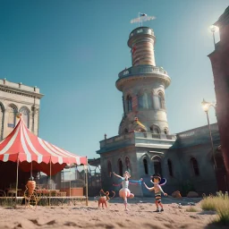 Ultra realistic circus scene. Child’s playing, smile, happy, color bubbles, smooth color, waist up view, Wes Anderson style, a lot of people background, highly detailed, concept art, unreal engine 5, god rays, ray tracing, RTX, lumen lighting, ultra detail, volumetric lighting, 3d, finely drawn, high definition, high resolution.