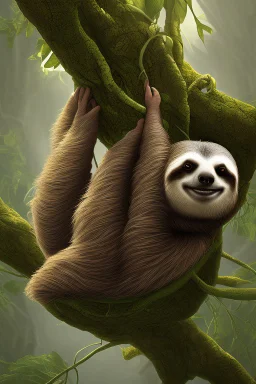 Sloth hanging from tree