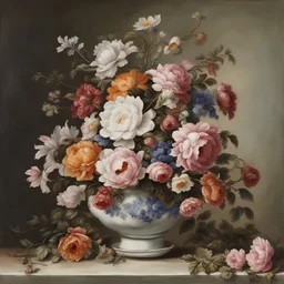 reastic image of a bouquet of flowers made of porcelain