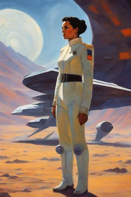 [Kupka] Driven by an unexplained urge, Ensign Williams followed her instincts, venturing outside the secured areas of the Starfleet vessel USS Enterprise in a shuttlecraft. She flew across the desert-like surface of the uncharted Class M planet they were orbiting, leaving the mountains they had been surveying behind. The barren landscape stretched as far as the sensors could detect, a stark contrast to the sleek corridors and bustling activity of the starships she called home. The sterile enviro