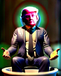 Donald Trump sitting in toilet scene, without pants, realistic image, hooper style, casual, concept art, smooth, unreal engine 5, god lights, ray tracing, RTX, lumen lighting, ultra detail, volumetric lighting, 3d.