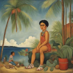[art by Frida Kahlo] Low Life Tahiti Boy and the Palmtree family