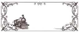 decorative corner elements(top left and bottom right) inspired by steam locomotive railroad and engraved stamps. antique printing