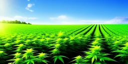 magnificent, realistic, colorful, epic, ray tracing, cinematic, 8k, HD, Ultra High Definition, photo film, film grain, high quality marijuana plant field