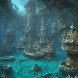 lost underwater city, Poseidon, highly detailed, cinematic, ultra photorealistic, ultra realistic, volumetric lighting, sun shafts, spectral, 4k, 8k, fish swimming around, murky, coral reef, shipwreck, unreal engine