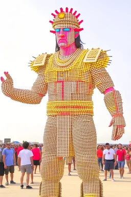 10,000 nerds worshipping giant lord of nerd at burning man festival in the style of hiroku ogai