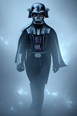 Darkvader outfit, black mask, black dark, rage, sorrow, high definition, ultra 8 k, volumetric lighting, blue fire, fog