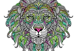 outline art for rich color abstract lion and zebra , mandala style, no shadow, clear, clean line art