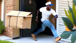 suspiciously looking Tyrone sneaking away with small delivered package from apartment mailroom