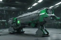 hold by an artificial intelligence escapes her spaceship to turn into a female ghost ASSEMBLY AND DISASSEMBLY FOR THE phaser blaster large grey gun green loader AND ALL VARIANTS - from the movie Blood Machines (2019) by Raphaël Hernandez, Ickerman, Joly-Gonfard