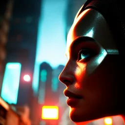 portrait,beautiful robot, post-apocalyptic in a cyberpunk city, realistic, intriacte detail, sci-fi fantasy style, volumetric lighting, particales,highly detailed,cinamatic, deep colours,8k