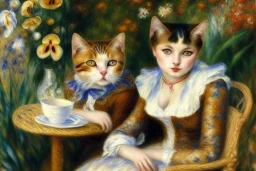 Two cats on a terrace. Auguste Renoir. Perfekt brown eyes with perfect iris.