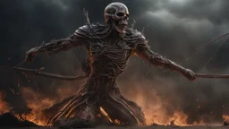 a horrifying burning warrior. brutal carnage on a battle field. fantasy setting. h.r. giger. armor melted into the skin. blood. intense horror. blind terror. scared to death. a masterpiece, fantasy concept art, dynamic lighting, hyperdetailed, intricately detailed, deep color, Unreal Engine, volumetric lighting, Epic cinematic brilliant stunning intricate meticulously detailed dramatic atmospheric maximalist digital matte painting