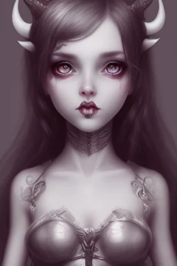 a young gothic demon girl with horns