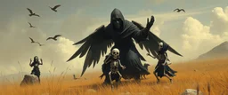 ninja necromancer in the wild, raising raven skeleton giant babies