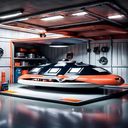 garage containing hovercraft
