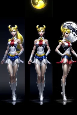 Create a stunning, full body, photorealistic illustration of Sailor Moon's transformation sequence, highlighting her evolution into a beautiful and powerful woman. Ensure that the details, colors, and lighting capture the essence of her character and the magic of the transformation, make no distortion, no deform of any body, make sure its full body frame,