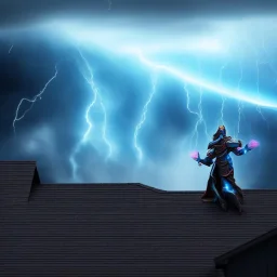 Close up, Rooftop view, Paladin casting a hologram shield spell, covering a Home, encroaching storm, ominous color palette, 8k resolution, high-quality, fine-detail, detailed matte, volumetric lighting, illustration, crytsal sully