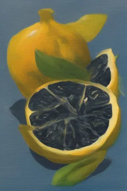 blue lemon painting on a white background