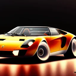 fullbody Drawing of 'Lamborghini Miura',intricate detail,andrea bonelli,Kilian Eng,Ohrai,evan lee,three quarters frontal aerial view,toned colors,16k