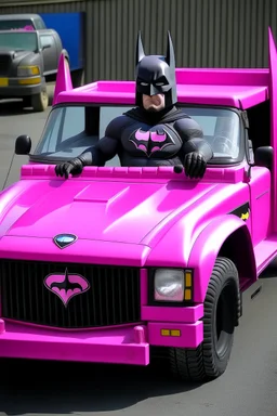 batman in pink truck