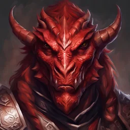 dnd, portrait of red dragonborn
